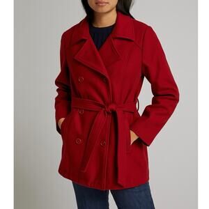Vintage Y2K Old Navy Double Breasted Pea Coat Red Wool Blend